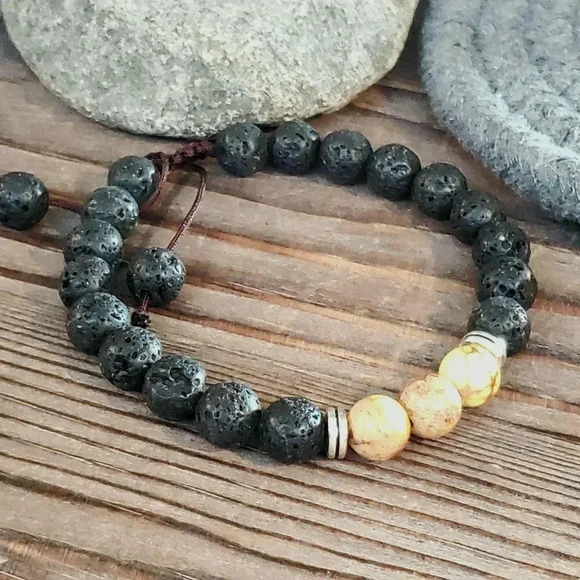 Handcrafted Chakra Bracelet Yellow Aqua Terra Jasp - Picture 6 of 8